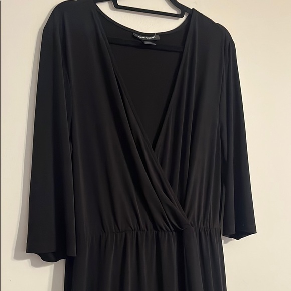 Ashley Stewart V-Neck Maxi Dress 3/4 Sleeve LBD Plunge Soft Stretch‎ Knit - Picture 2 of 6